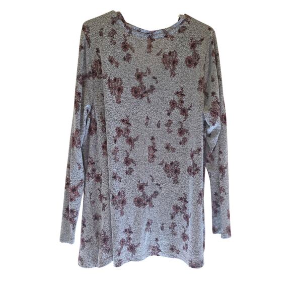 Lane Bryant Long Sleeve Top 22/24 Womens Plus Size Gray Floral V Neck Pullover - Picture 5 of 5